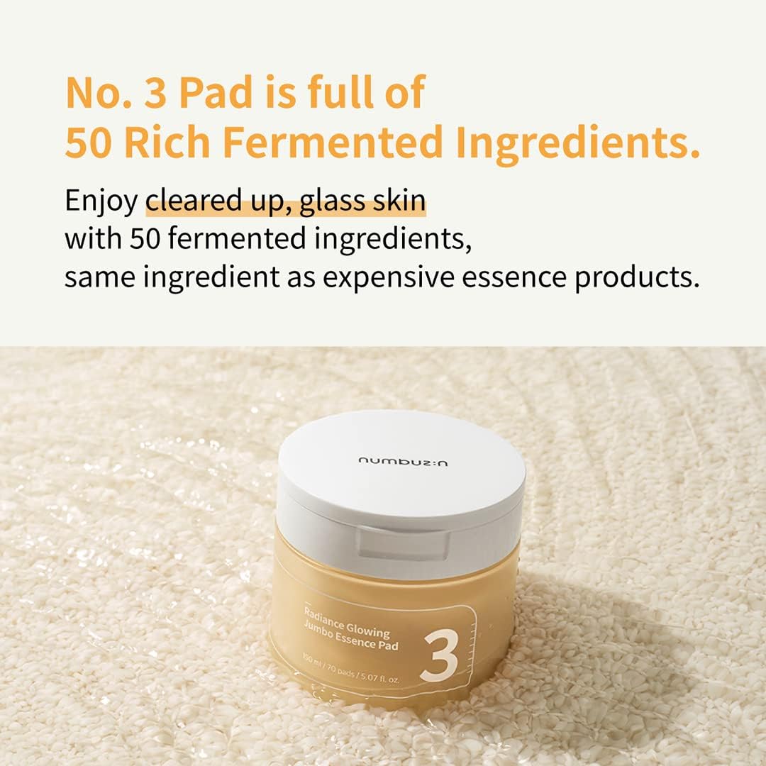 Numbuzin No. 3 Radiance Glowing Jumbo Essence Pads 70 ct, 150ml — official product image 6