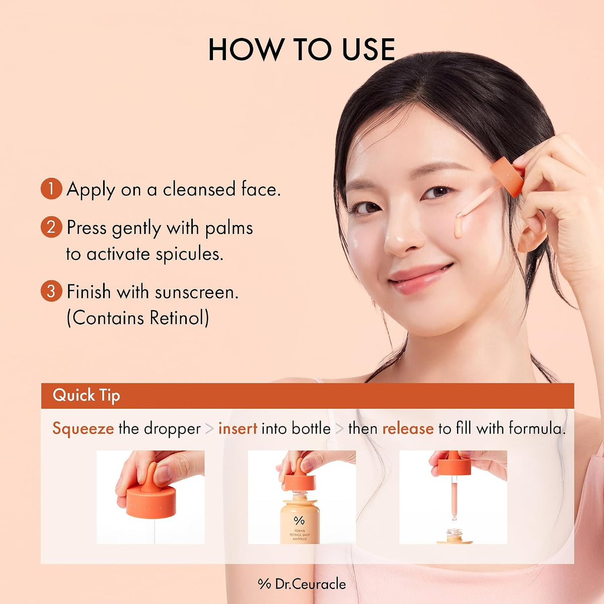 Dr.Ceuracle PDRN & Retinol Shot Ampoule 30ml shown during facial application