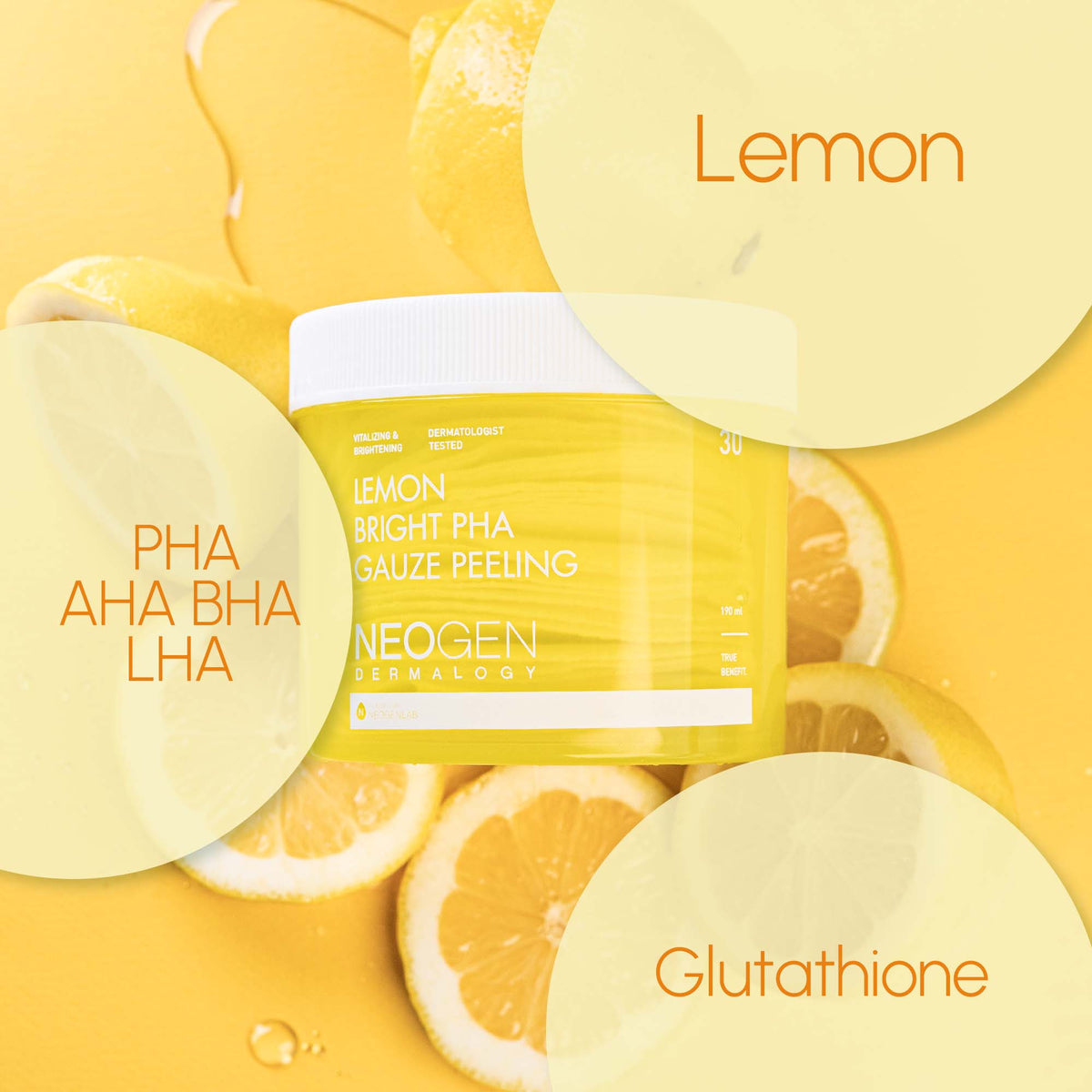 Neogen Lemon Bright PHA Gauze Peeling 190ml (30 Pads) — Neogen official product image 8