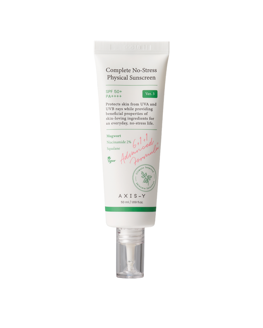 AXIS-Y Complete No-Stress Physical Sunscreen 50ml product packaging