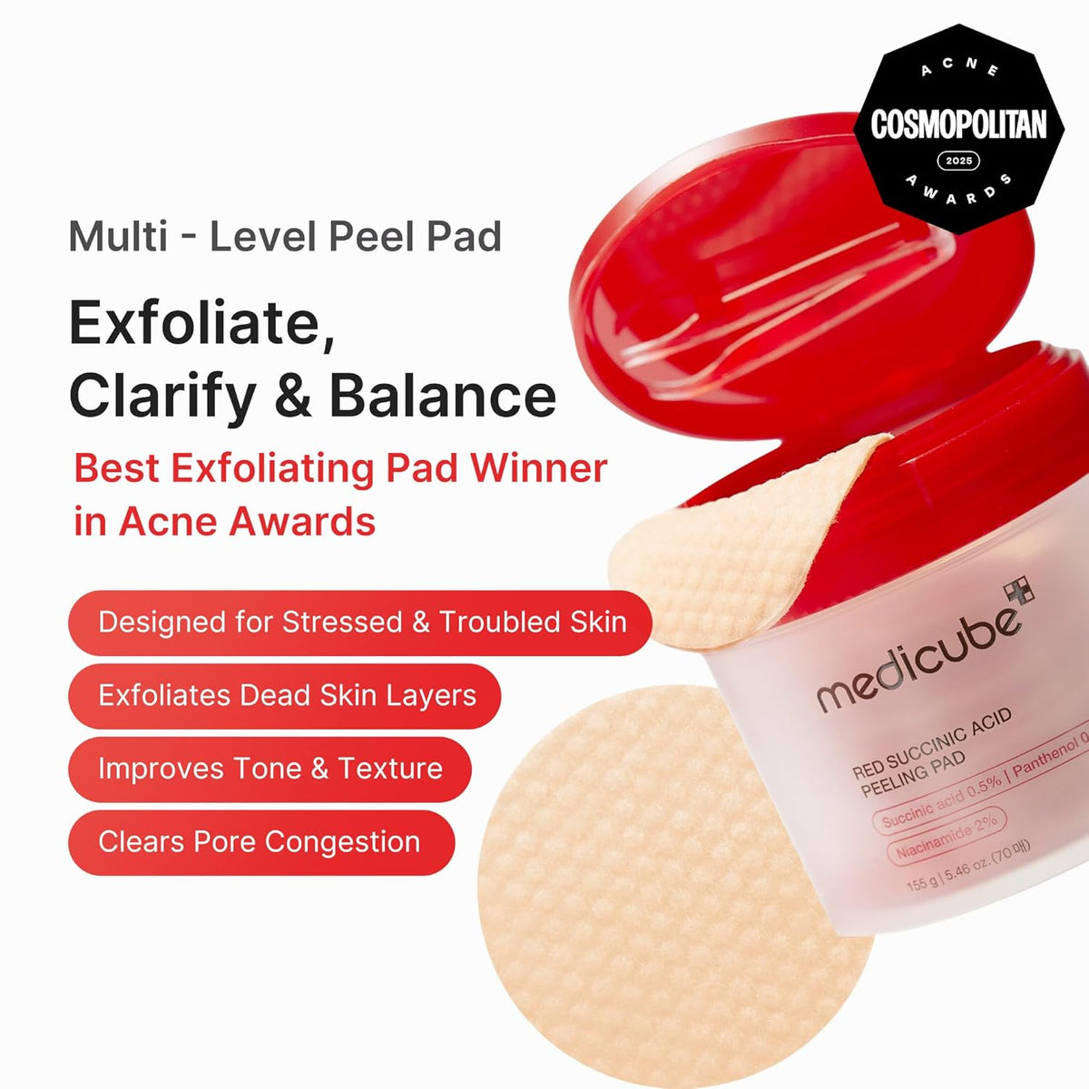 Medicube Red Succinic Acid Peeling Pads 70pcs product image 3