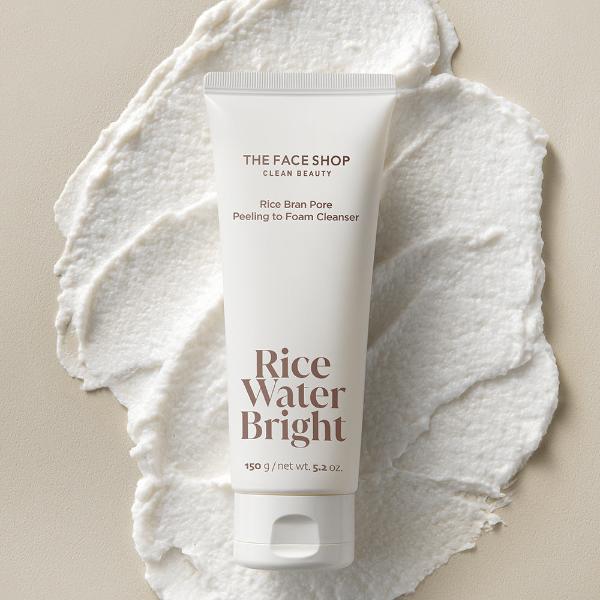 The Face Shop RICE WATER BRIGHT Rice Bran Pore Peeling to Foaming Cleanser 150g — main product image
