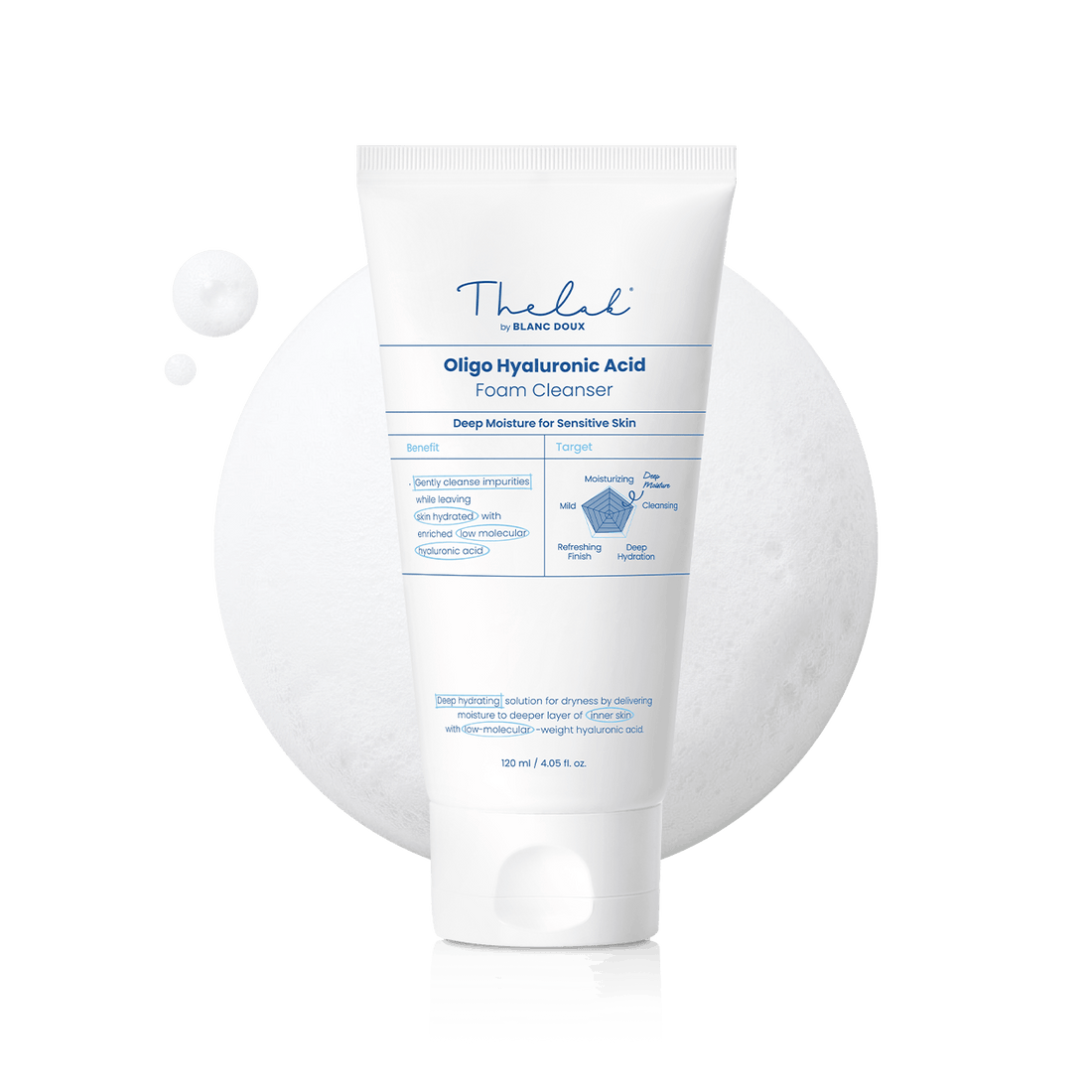 THE LAB by blanc doux Oligo Hyaluronic Acid Foam Cleanser 120ml — official product image 2