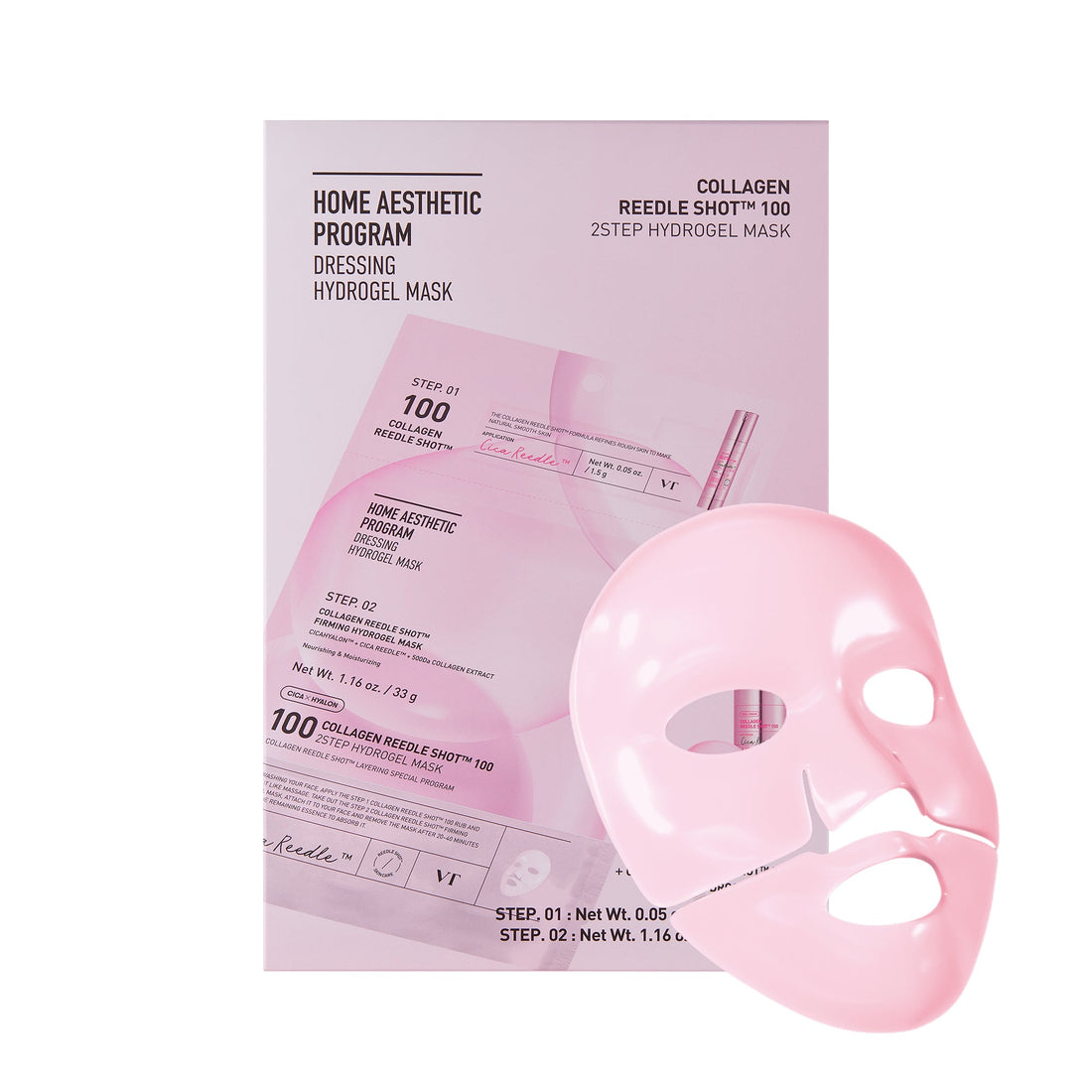 VT Cosmetics COLLAGEN Reedle Shot 100 2STEP Hydrogel Mask 4ea - official product image 2